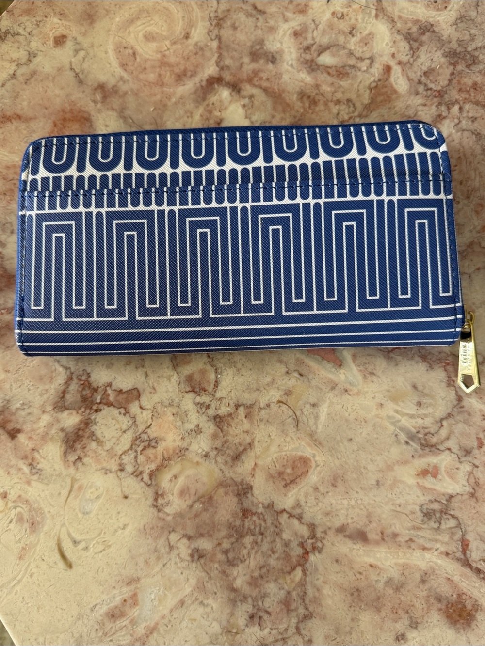 NWOT~Woman’s Trina Navy Geometric Zip-Around Wallet